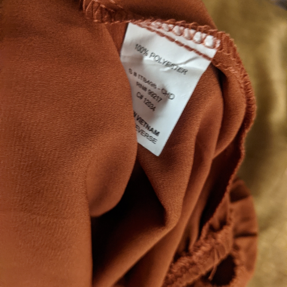 Moa Moa Rust Cold Shoulder Ruffled Spaghetti Stra… - image 4